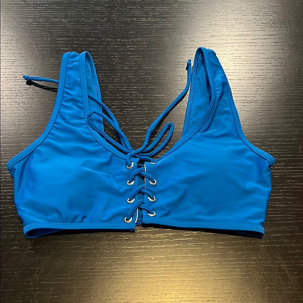 Zaful Vibrant Blue Lace-Up Bikini Top size 8
